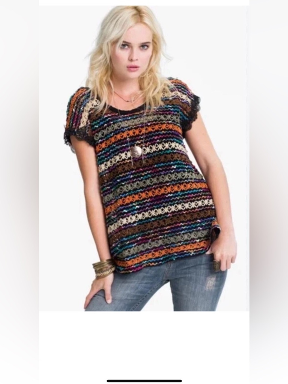 Free People New Romantics Top Women’s Size S Crotchet Sweater Vest Boho Festival